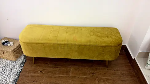 Olive Green Velvet Entryway Bench with Gold Legs