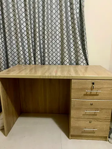 Home centre Wooden Office Desk with 3 Lockable Drawers