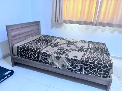 Single wooden bed frame with headboard - good condition