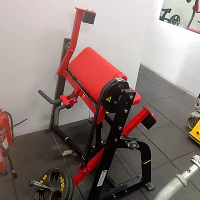 Preacher Curl Bench with Weight Plates - Red/Black