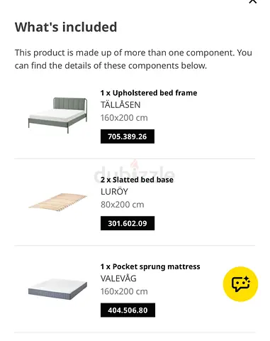 Bed  Mattress (Tallasen  Valenvag) with 2 Slatted bed base