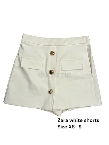Zara white high-waist button shorts, size S-M