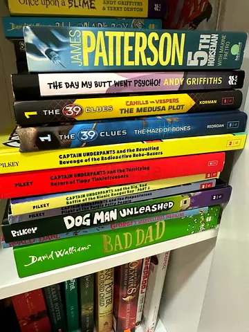 Collection of Young Adult  Childrens Books including Dog Man, The 39 Clues, Bad Dad, and more