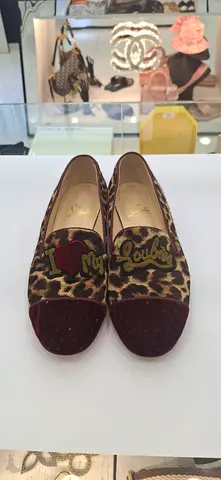 Paola DOnofrio Leopard Print Suede Flats, Size 37