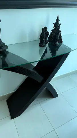 Luxurious Console Table with Black X-Shaped Base