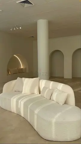 Curved Bouclé 3-Seater Sofa in Off-White — Modern Minimalist