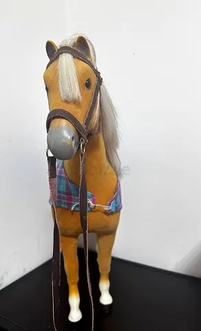 American Girl Doll  Palomino Toy Horse with Bridle and Blanket — Good Used Condition