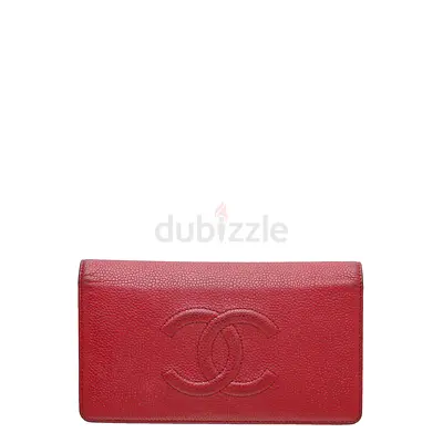 Authentic Chanel Red CC Timeless Yen Wallet
