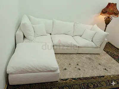 Marina home white color modular sofa with ottoman