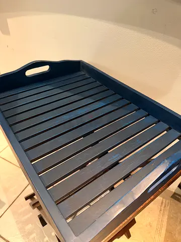 Large Wooden Serving Tray with Handles — Dark Finish