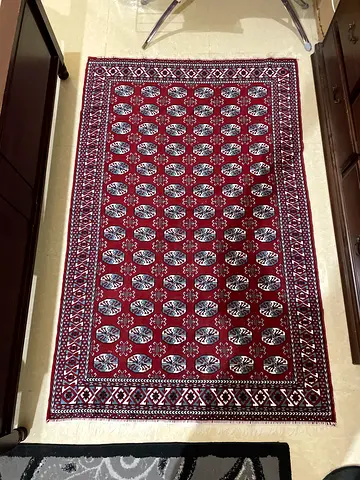 Red Traditional Bokhara Style Rug - Good Condition