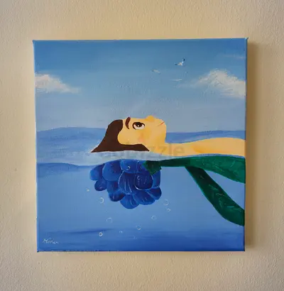 Original Luca Animation Acrylic Painting By Mina, 25x25cm