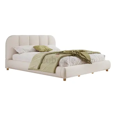 Curved tufted queen bed frame