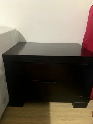 Small Black Wooden Bedside Cabinet / Nightstand with Drawer