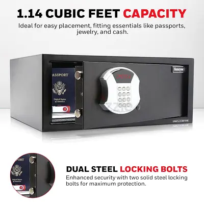 Honeywell 5105 Low Profile Steel Security Safe, 1.0 Cubic Feet , Black