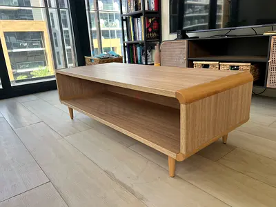 Solid Wood Low TV-Unit / Coffee Table with Open Shelf - Light Oak Finish
