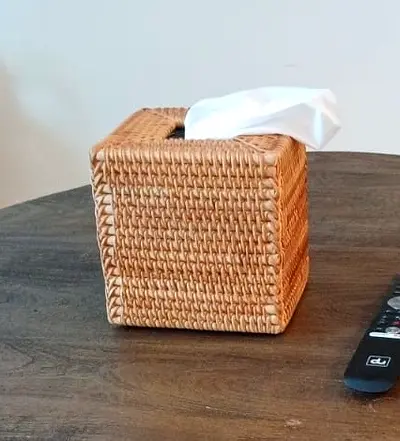 Hand-Woven Rattan Tissue Box Cover