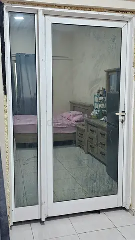 White Sliding Glass Balcony/Patio Door with Frame - Good Condition