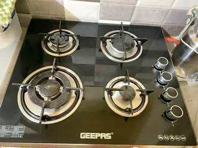 Urgent ‼️ Gas cylinder pipe regulator Geepas 4-Burner Gas Hob - Glass Top