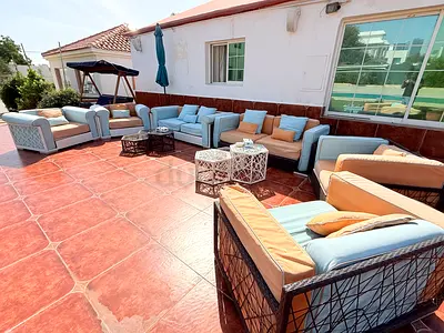 Outdoor rattan lounge set - 7-seater with cushions