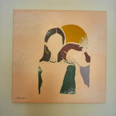 Acrylic companion Painting on Canvas by Mina, 25x25cm