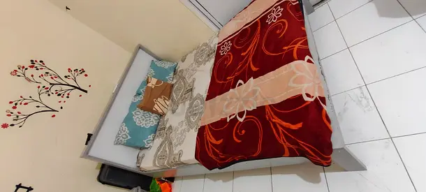 Single bed frame with mattress and bedding included — good condition