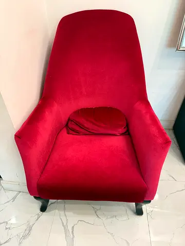 Red Velvet Accent Armchair - Comfortable High-Back Lounge Chair