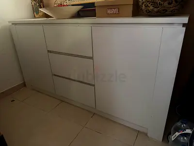 White Storage Cabinet / Cupboard with Shelves - Good Condition