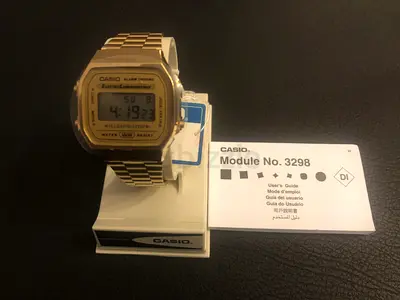 Casio Vintage Gold Digital Watch 3298 with Box and Manual