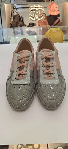 Light Grey Patent Leather Womens Sneakers - Size Unknown