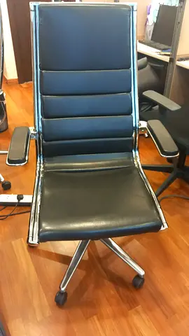 Black Leather Executive Office Chair with Chrome Frame