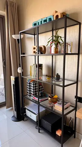 Metal Open Bookshelf / Display Shelving Unit - Black, everything in the photos together