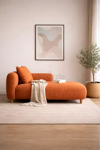 Modern Curved Orange Chaise Lounge