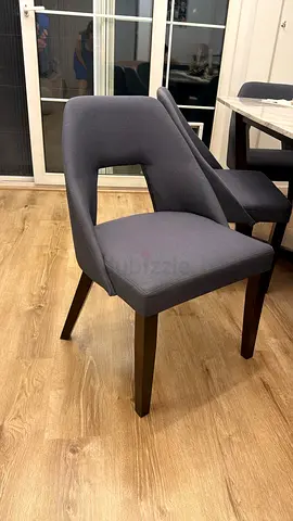 Set of 4 Modern Grey Dining Chairs with Cutout Back — Good Condition