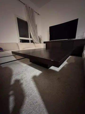 Dark wood low coffee table - modern rectangular design