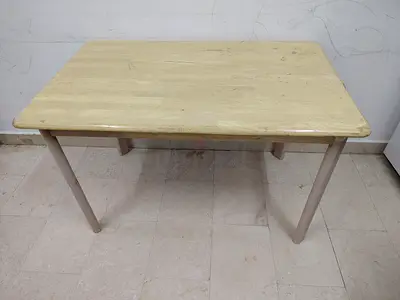 Used Wooden Dining/Study Table - Light Beige, 4 Legs, dismantlable