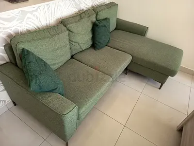 Green L-shaped 3-seater Sofa with Chaise - Good Condition