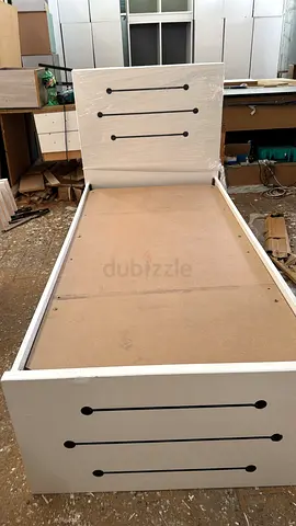 Single White Wooden Bed Frame with Headboard