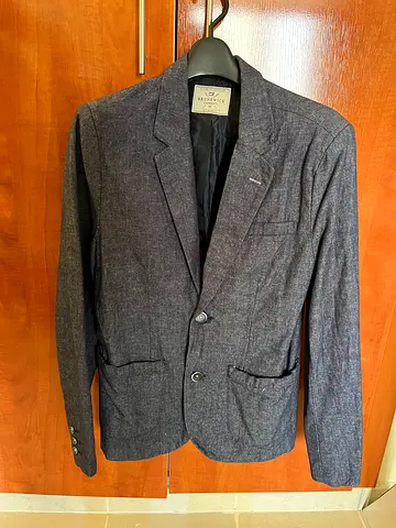 Brunswick Mens Smart Casual Gray Blue Cotton Blazer