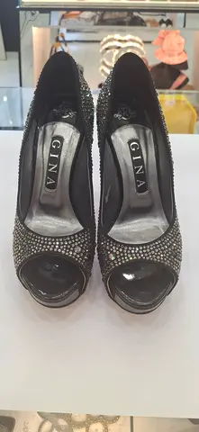 Gina womens peep-toe heels with rhinestone embellishments - size not specified
