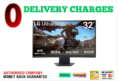 LG 32 inch Ultragear Curved Gaming Monitor QHD - 180Hz - 1 Year Warranty
