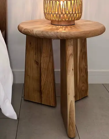 Solid Wood Sculptural Side Table