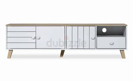 White Wooden TV Entertainment Unit with Storage