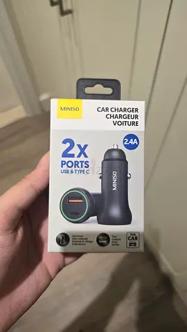 MINISO 2-Port USB Car Charger (24W) - Black - New in Box