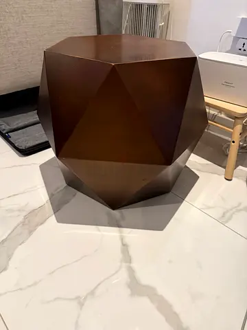 Geometric Faceted steel Side Table / Accent Stool - Dark Brown