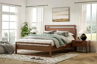 CRATE and BARREL Linea Natural Teak Wood King Bed W206 H117 D216 cm
