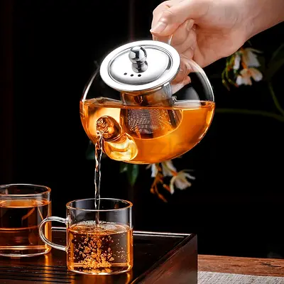 PARACITY Glass Teapot Stovetop 20 OZ/600ml, Tea pot with Removable 18/8 Stainless Steel Infuser, Bor