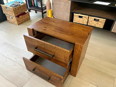 Wood Two-Drawer Bedside Table / Nightstand - Oak Finish