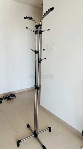 Tall Stainless Steel Coat Rack with Multiple Hooks