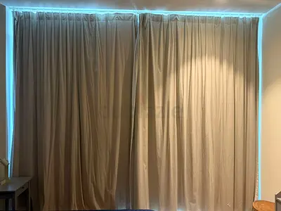 Pair of blackout curtains 300x360cm including rods